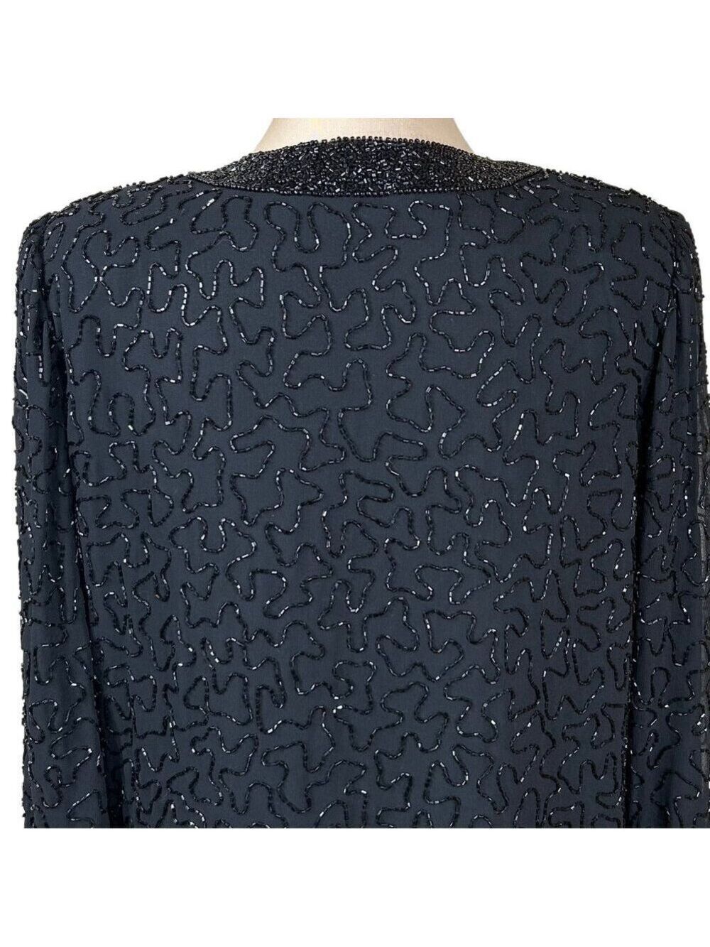 Brilliante by J.A. NWT Vintage 90's Black Beaded Evening Dressy Jacket Size S - Picture 8 of 11